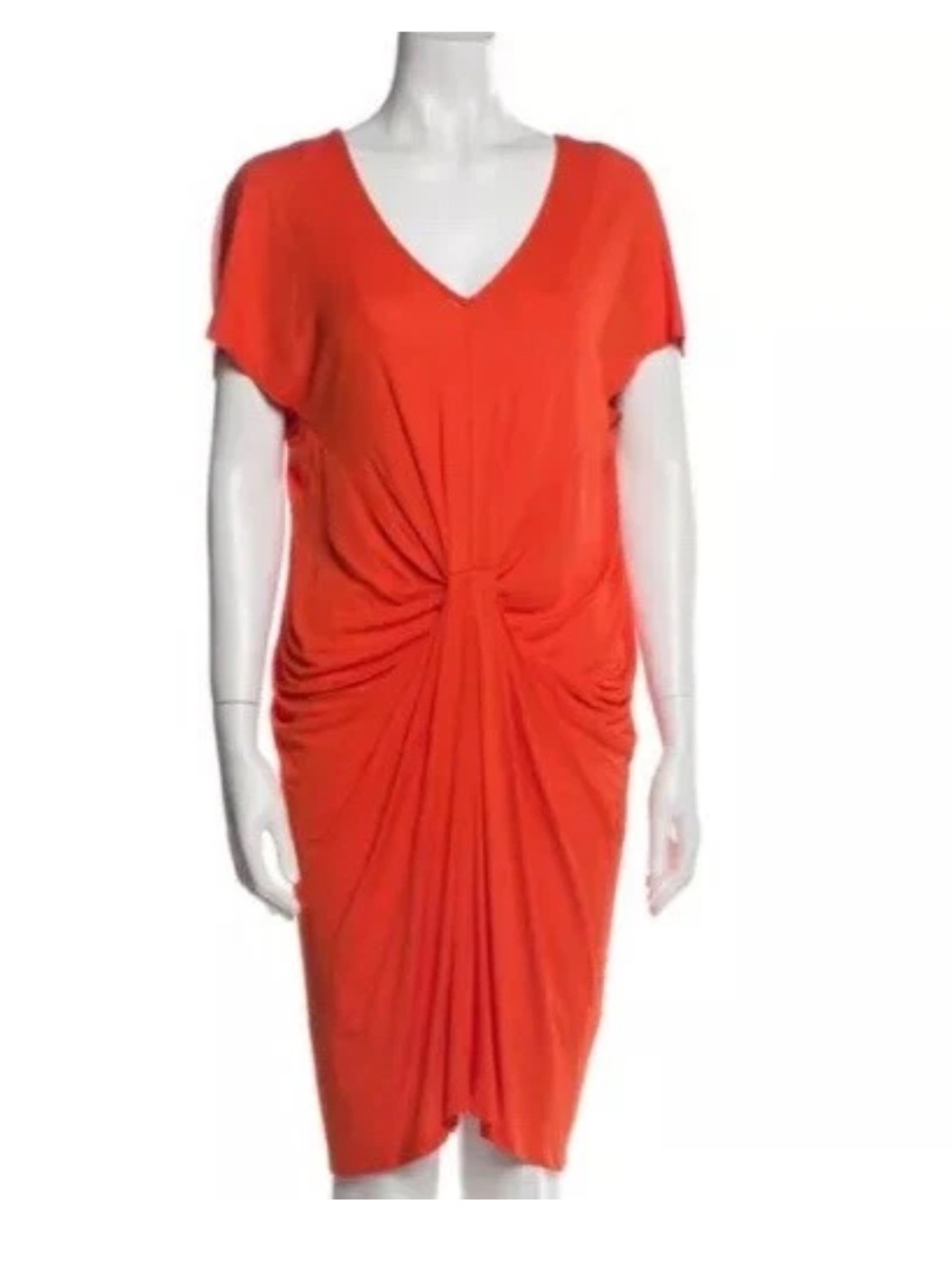Diane Von Furstenberg Orange Kristina V-Neck jersey knit Silk   Midi Dress NWT